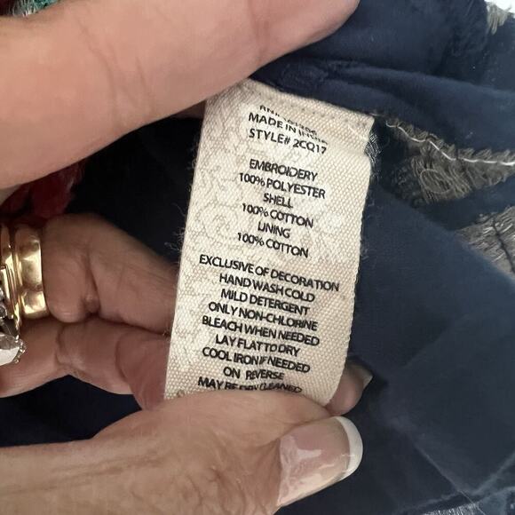 Soft Surroundings Paraiso Tunic Women's M Blue Embroidered Floral Cotton - Picture 10 of 15